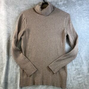 Gap Y2K Vintage Womens Ribbed Turtleneck Sweater Knit Long Sleeve Beige XL